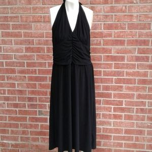 Serenade Black Slinky Draped Halter Top Dress